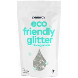 Hemway Biodegradable Glitter Eco Friendly - 100g/3.5oz Bio Cosmetic Safe Sparkle Vegan for Face Eyeshadow Body Hair Festival Makeup Craft - Super Chunky (1/8 0.125 3mm) - White Iridescent