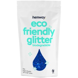 Hemway Eco Friendly Biodegradable Glitter 100g / 3.5oz Bio Cosmetic Safe Sparkle Vegan For Face, Eyeshadow, Body, Hair, Nail And Festival Makeup, Craft - Super Chunky (1/8 0.125 3mm) - Sapphire Blue