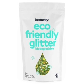Hemway Eco Friendly Biodegradable Glitter 100g / 3.5oz Bio Cosmetic Safe Sparkle Vegan for Face, Eyeshadow, Body, Hair, Nail and Festival - Super Chunky (1/8 0.125 3mm) - Lime Green Holographic