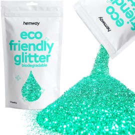 Hemway Biodegradable Glitter Eco Friendly - 100g/3.5oz Bio Cosmetic Safe Sparkle Vegan for Face Eyeshadow Body Hair Festival Makeup Craft - Chunky (1/40 0.025 0.6mm) - Turquoise Blue