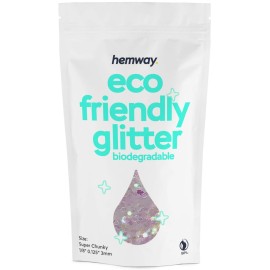 Hemway Eco Friendly Biodegradable Glitter 100g / 3.5oz Bio Cosmetic Safe Sparkle Vegan for Face, Eyeshadow, Body, Hair, Nail and Festival - Super Chunky (1/8 0.125 3mm) - Mother of Pearl Iridescent