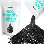 Hemway Eco Friendly Biodegradable Glitter 100g / 3.5oz Bio Cosmetic Safe Sparkle Vegan for Face, Eyeshadow, Body, Hair, Nail and Festival Makeup, Craft - Extra Chunky (1/24 0.040 1mm) - Black