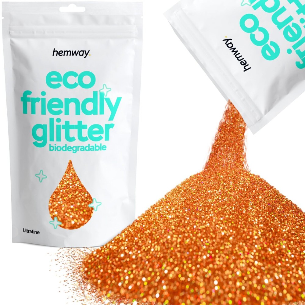 Hemway Eco Friendly Biodegradable Glitter 100g / 3.5oz Bio Cosmetic Safe Sparkle Vegan for Face, Eyeshadow, Body, Hair, Nail and Festival - Ultrafine (1/128 0.008 0.2mm) - Copper Holographic