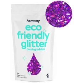 Hemway Biodegradable Glitter Eco Friendly - 100g/3.5oz Bio Cosmetic Safe Sparkle Vegan for Face Eyeshadow Body Hair Festival Makeup Craft - Super Chunky (1/8 0.125 3mm) - Purple Holographic