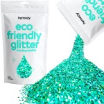 Hemway Eco Friendly Biodegradable Glitter 100g / 3.5oz Bio Cosmetic Safe Sparkle Vegan For Face, Eyeshadow, Body, Hair, Nail And Festival - Extra Chunky (1/24 0.040 1mm) - Turquoise Blue Holographic