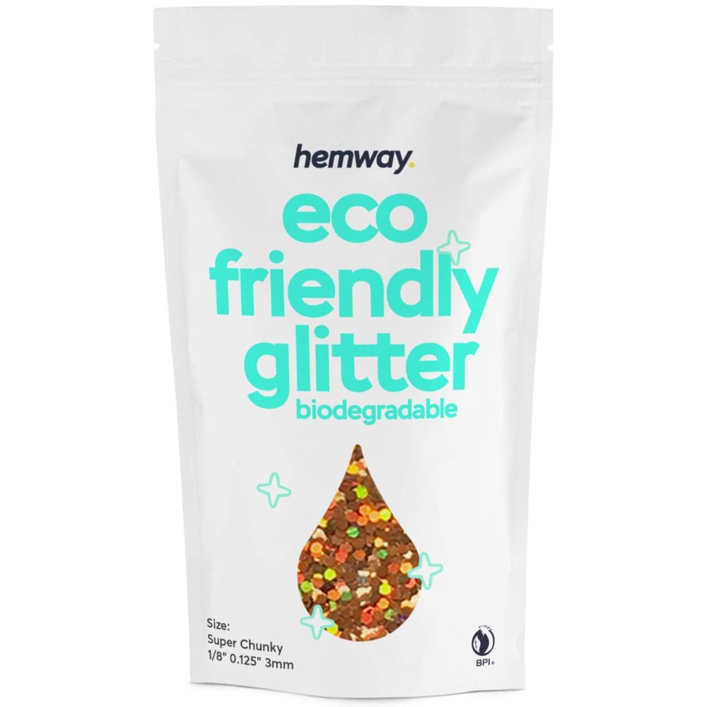 Hemway Biodegradable Glitter Eco Friendly - 100g/3.5oz Bio Cosmetic Safe Sparkle Vegan for Face Eyeshadow Body Hair Festival Makeup Craft - Super Chunky (1/8 0.125 3mm) - Copper Holographic