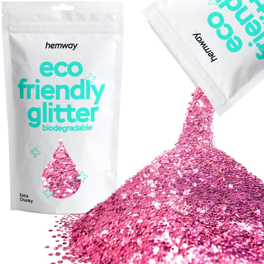 Hemway Eco Friendly Biodegradable Glitter 100g / 3.5oz Bio Cosmetic Safe Sparkle Vegan for Face, Eyeshadow, Body, Hair, Nail and Festival Makeup - Extra Chunky (1/24 0.040 1mm) - Rose Pink