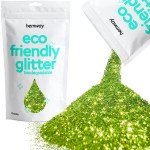 Hemway Eco Friendly Biodegradable Glitter 100g / 3.5oz Bio Cosmetic Safe Sparkle Vegan for Face, Eyeshadow, Body, Hair, Nail and Festival Makeup, Craft - Chunky (1/40 0.025 0.6mm) - Lime Green