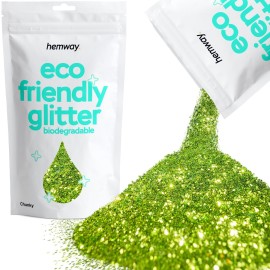 Hemway Eco Friendly Biodegradable Glitter 100g / 3.5oz Bio Cosmetic Safe Sparkle Vegan for Face, Eyeshadow, Body, Hair, Nail and Festival Makeup, Craft - Chunky (1/40 0.025 0.6mm) - Lime Green