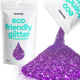 Hemway Eco Friendly Biodegradable Glitter 100g / 3.5oz Bio Cosmetic Safe Sparkle Vegan for Face, Eyeshadow, Body, Hair, Nail and Festival Makeup, Craft - Chunky (1/40 0.025 0.6mm) - Purple