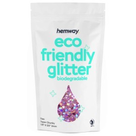 Hemway Biodegradable Glitter Eco Friendly - 100g/3.5oz Bio Cosmetic Safe Sparkle Vegan for Face Eyeshadow Body Hair Festival Makeup Craft - Super Chunky (1/8 0.125 3mm) - Pink Holographic