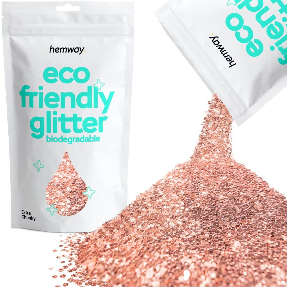 Hemway Eco Friendly Biodegradable Glitter 100g / 3.5oz Bio Cosmetic Safe Sparkle Vegan for Face, Eyeshadow, Body, Hair, Nail and Festival Makeup, Craft - 1/24 0.04 1mm - Rose Gold