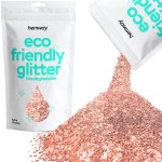 Hemway Eco Friendly Biodegradable Glitter 100g / 3.5oz Bio Cosmetic Safe Sparkle Vegan for Face, Eyeshadow, Body, Hair, Nail and Festival Makeup, Craft - 1/24 0.04 1mm - Rose Gold