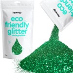 Hemway Eco Friendly Biodegradable Glitter 100g / 3.5oz Bio Cosmetic Safe Sparkle Vegan for Face, Eyeshadow, Body, Hair, Nail and Festival Makeup, Craft - Fine (1/64 0.015 0.4mm) - Emerald Green