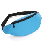 DAITET Fanny Pack for Men, Women, Kids - Adjustable Belt, Slim Soft Travel Bag, Running Bag - Nylon Blue