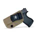 POLE.CRAFT IWB Kydex Holster Fits: Glock 43 / Glock 43X Pistol - Inside Waistband Carry Holster Guns Accessories for G43 G43X (Tan, Left Hand)