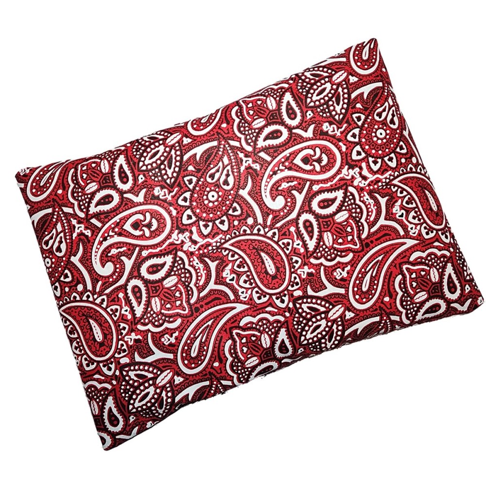 Microwavable Corn Filled Heating Pad and Cold Pack/Washable 100% Cotton Cover (Bandana - Shiny Red, 7.5in W x 11in L)