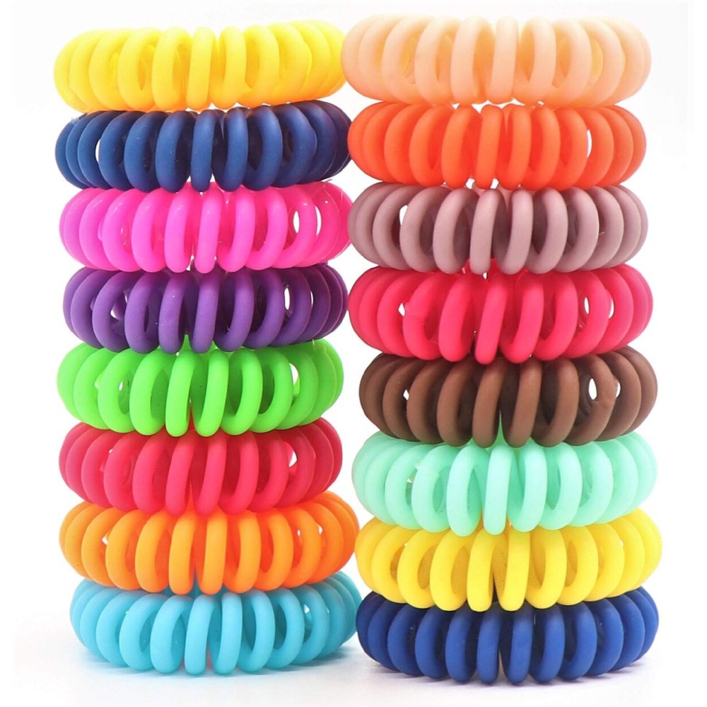 79STYLE 50Pcs Spiral Hair Ties Matte No Crease Coil Hair Ties Colorful Bulk Hair Coils Telephone Phone Cord Coil Plastic Ponytail Holder For Girls Women (Candy -Small Szie)