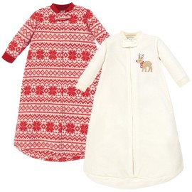 Hudson Baby Unisex Baby Long-Sleeve Fleece Sleeping Bag, Reindeer, 0-9 Months