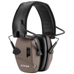 ZOHAN EM054 Electronic Ear Protection for Shooting Range with Sound Amplification Noise Reduction, Ear Muffs for Gun Range (Brown)
