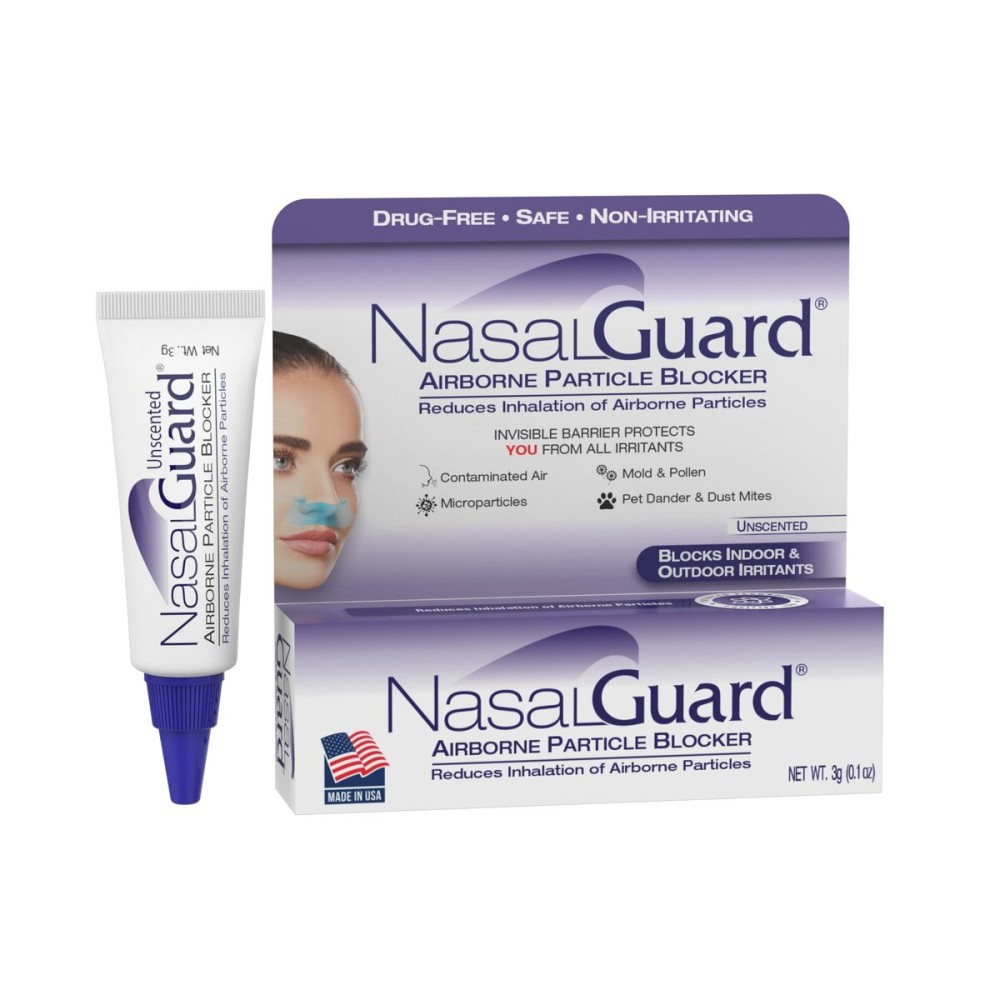 NasalGuard Airborne Particle Blocker Gel - Helps Reduce Inhalation of Allergens, Pollutants & Irritants - Drug-Free, Daily Use, Made in USA (Unscented, 3 Gram Tube), Over 150 Applications