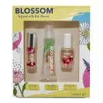 Blossom Scented Roll on Lip Gloss, Moisturizing Lip Gloss Tubes, Hydrating & Strengthening Scented Cuticle Oil with Real Flowers, 0.55 fl oz./19.4mL, 3 pack Gift Set, Strawberry/Watermelon/Rose