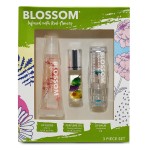 Blossom Moisturizing Lip Gloss Tubes, Roll on Perfume Oil, Natural Essential Oils, Scented pH Color Change Lip Balm with Real Flowers, 0.7 fl. oz/15mL, 3 Pack Gift Set, Cherry/Honey Jasmine/Turquoise