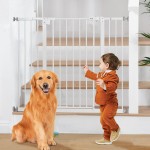 keny 36 Extra Tall Baby Gate for Stairs, 29-42.5 Wide Auto Close Dog Gate, Pressure Mounted Easy Walk Through Pet Gate for Doorways, Durable Safety Stair Gate, White