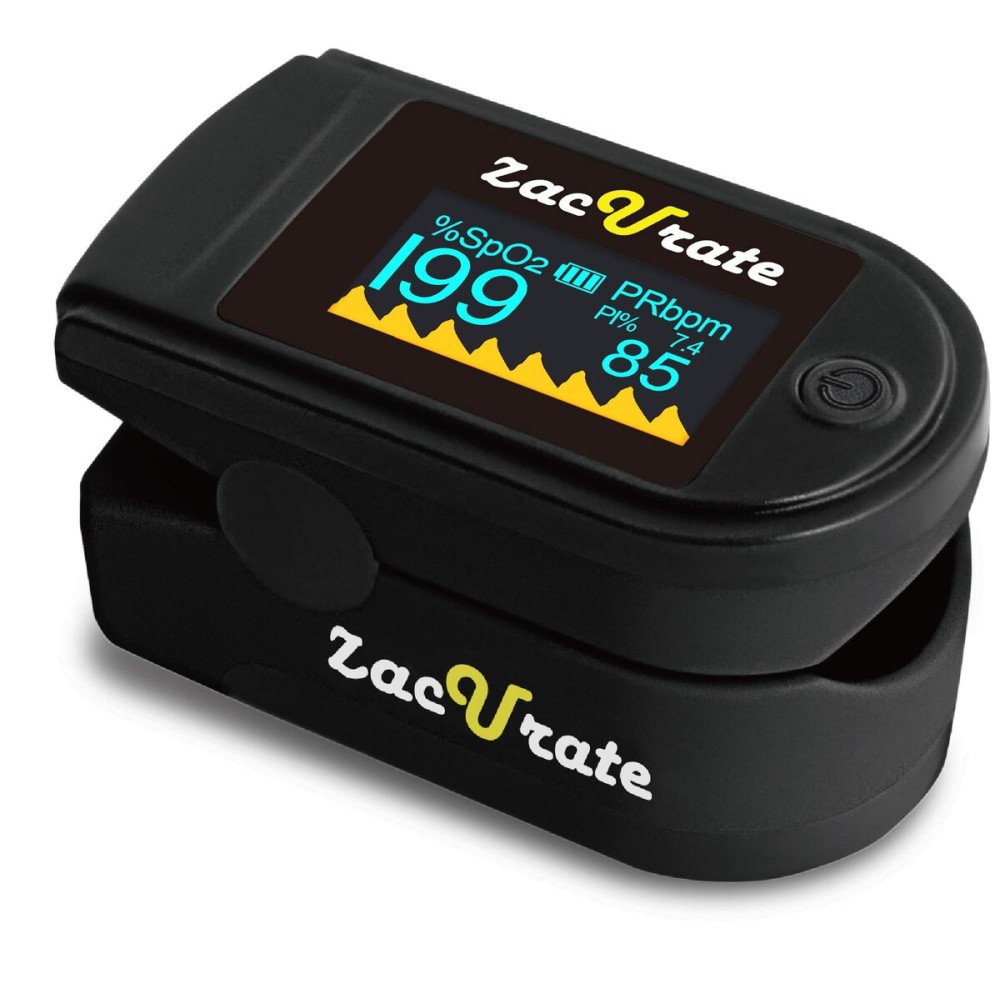 Zacurate 500C Elite Fingertip Pulse Oximeter Blood Oxygen Saturation Monitor with Silicon Cover, Batteries and Lanyard (Mystic Black)