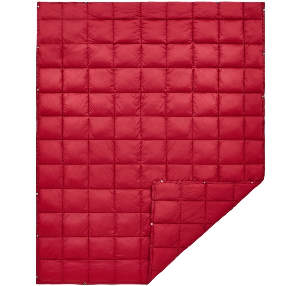 KingCamp Ultralight Camping Blanket, Packable Down Alternative Puffy Wearable Blankets Weatherproof Warm Package Quilt with Snap Buttons for Outdoor Hiking Travel Picnic Stadium (69L x 53W CRIMSON)