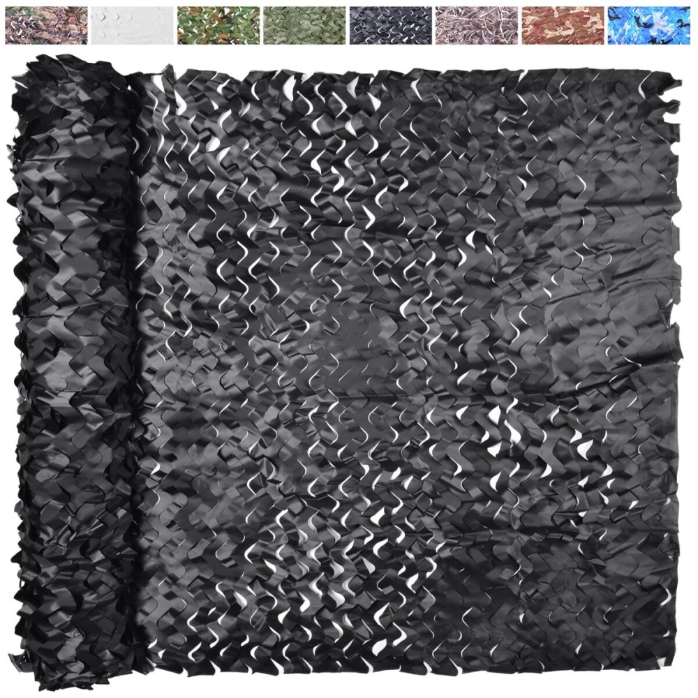 Yeacool Light Weight Camo Netting Camouflage Netting Burlap Camo Tarp Party Decor for Birthday Dinosaur Theme Outdoor Sunshade (Black, 16.4ftx4.9ft, 5m*1.5m)