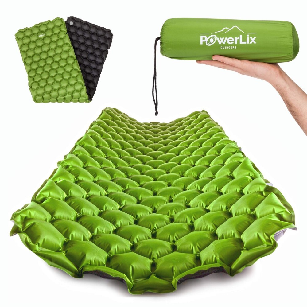 POWERLIX Ultralight Inflatable Camping Sleeping Pad - Camping Mattress Sleeping Mat for Backpacking, Hiking, Compact Lightweight Sleeping Pad for Camping, Inflation Bag/Repair Kit Included