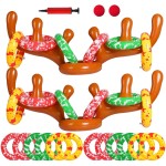 MGparty Christmas Inflatable Reindeer Antler Toss Games Xmas Ring Toss Game for Kids Teens Adults Indoor Outdoor Family Holiday Party Gifts