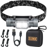 SLONIK Rechargeable Headlamp for Adults - 1000 Lumens Bright 60 ft Beam LED Flashlight - Lightweight, Heavy-Duty, IPX4, Waterproof Hard Hat Light - Camping Gear- Head Lights for Forehead, Camo