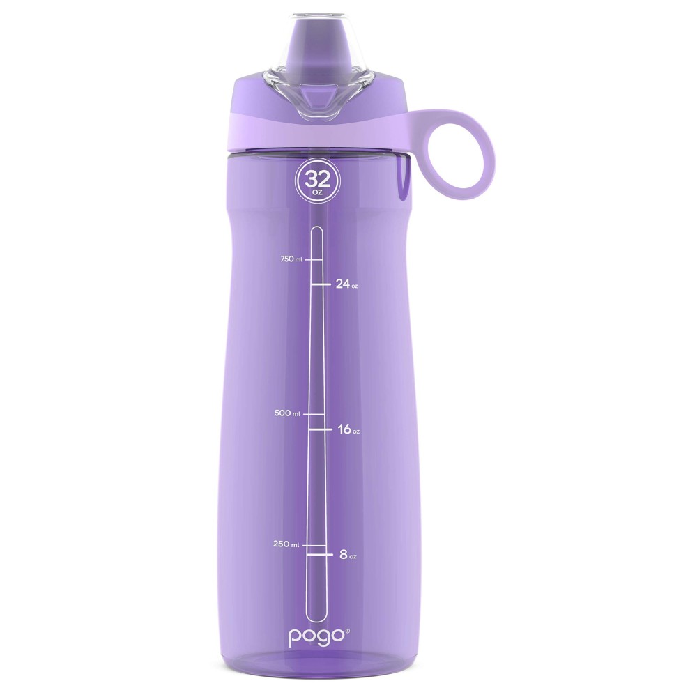 Pogo BPA-Free Tritan Plastic Water Bottle with Soft Straw, 32 Oz, Lilac