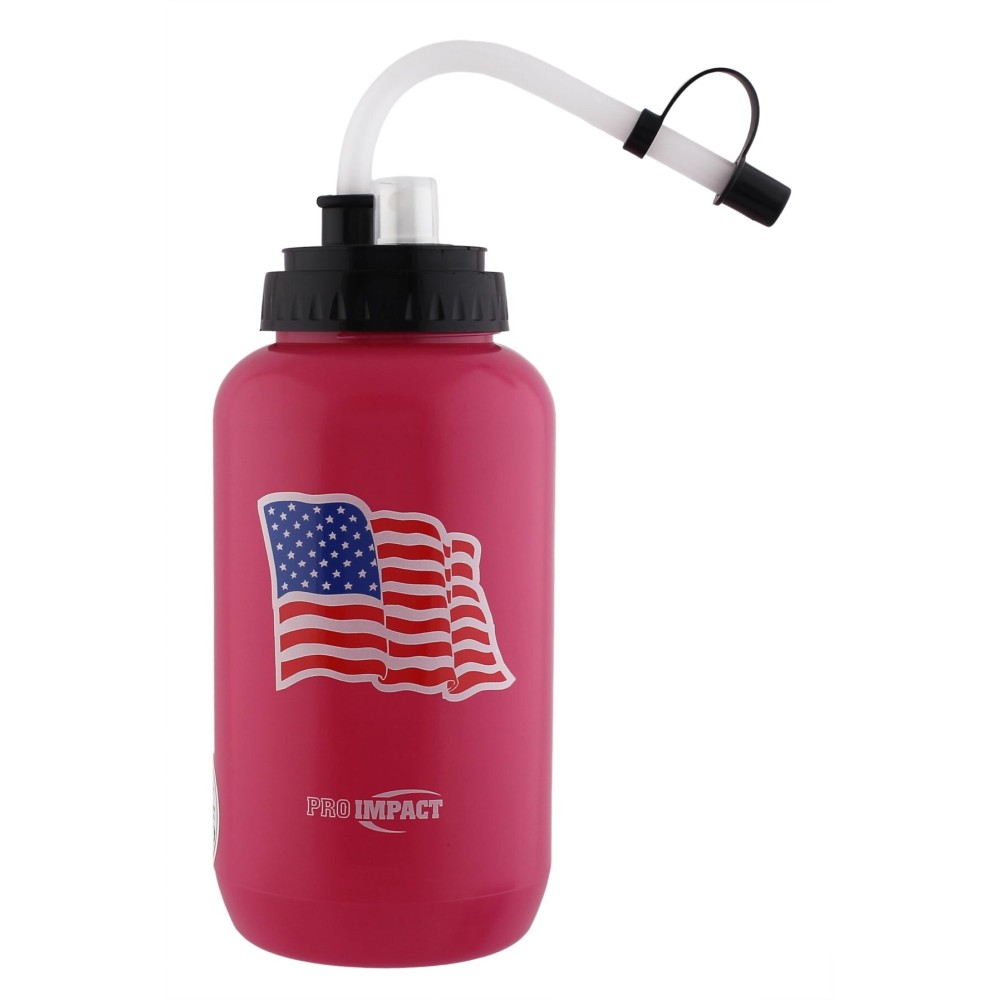 Pro Impact Squeezable Water Bottle with Bendable Long Straw and Spray cap - LDPE BPA Free Plastic - Hydration for Baseball Hockey Gym MMA Yoga Boxing Cycling Softball Football Lacrosse (35.5 Oz.)