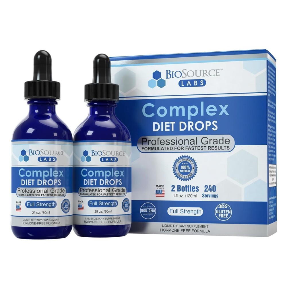 BioSource Labs Complex Diet Drops - Best Natural Drops for Men and Women (2 Bottle Pack) - 60 Day Supply