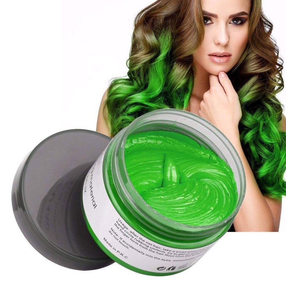 Green Hair Spray, Temporary Color Wax, Natural Coloring Material, Disposable Styling Clay for Cosplay, Party, Masquerade, Halloween (Green, 1 Pack)