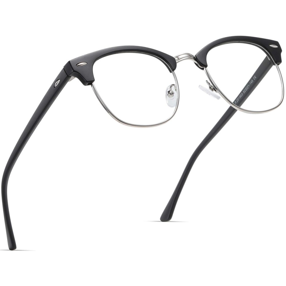 AOMASTE Blue Light Blocking Glasses Vintage Half Frame UV Clear Lens Anti Eyestrain Computer Gaming Glasses for Women Men