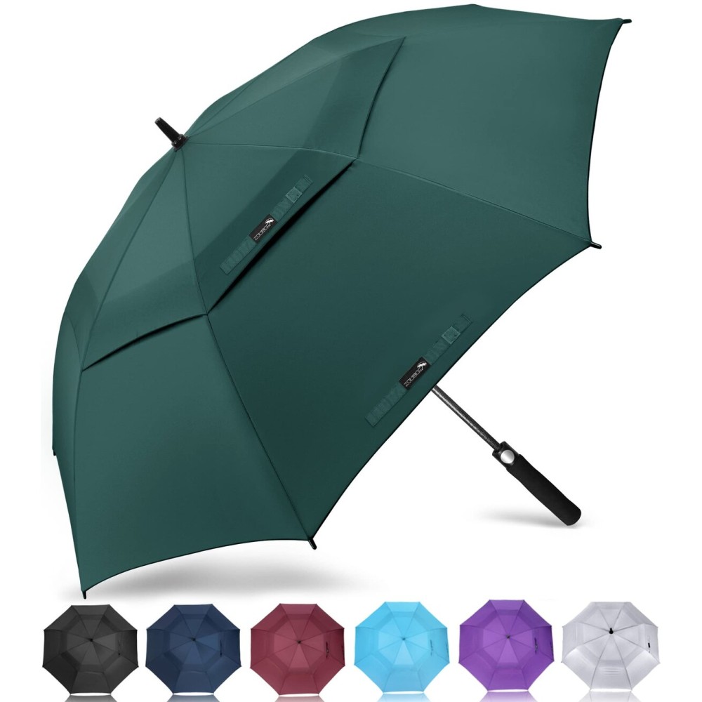 ZOMAKE Golf Umbrella Windproof, Extra Large Oversized Heavy Duty Double Canopy for Rain, Sports Games & Push Cart(68inch,Blackish Green)