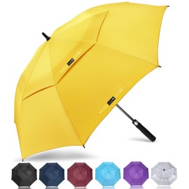 ZOMAKE Golf Umbrella Windproof, Extra Large Oversized Heavy Duty Double Canopy for Rain, Sports Games & Push Cart(62inch,Yellow)