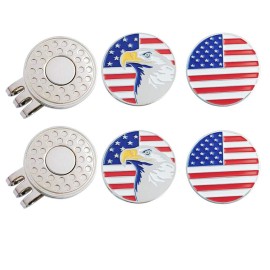 GOLTERS Golf Ball Markers with Hat Clips Value Sets for Men Women Golfer, Removable Attaches Easily to Golf Cap Premium Gifts (Flag and Eagle)