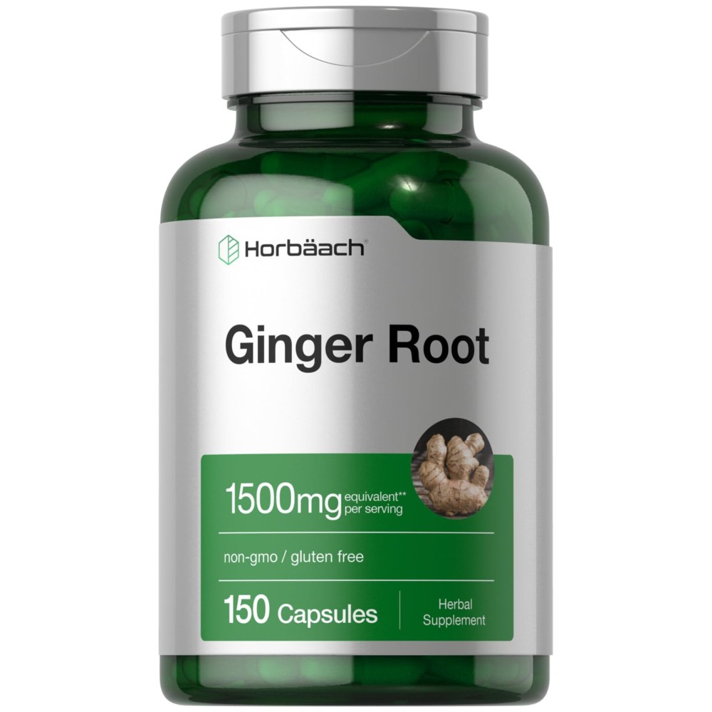 Horbach Ginger Root Capsules 1500 mg | 150 Pills | Non-GMO, Gluten Free | Ginger Root Extract