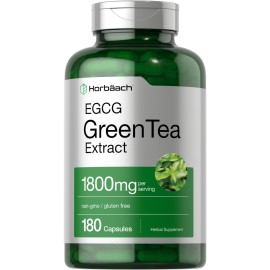 Horbach EGCG Green Tea Extract Pills | 180 Capsules | Max Potency | Non-GMO & Gluten Free Supplement
