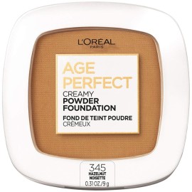 L\'Oreal Paris Age Perfect Creamy Powder Foundation Compact, 345 Hazelnut, 0.31 Ounce