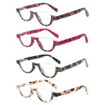 4 Pairs of Colorful Fashion Half Moon Frame Reading Glasses Spring Hinge Male and Female Readers (4 Pack Mix, 2.5)