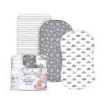 100% Organic Cotton Fitted Bassinet Sheets Fits Halo, Snoo, Graco, Dream on Me, Delta, and All Other Standard Size Bassinets. 3 Pk Adapts to Oval, Hourglass & Rectangle Shaped Bassinet Pads. Gray