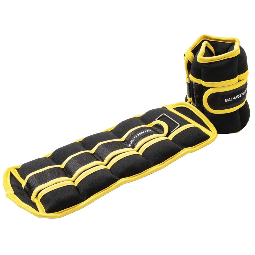 Fitvids Fully Adjustable Ankle Wrist Arm Leg Weights, 15-lb Pair, Yellow/Black