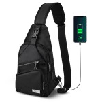 AMJ Crossbody Sling Bag Men Women, Casual Shoulder Backpack, Chest Daypack Satchel for Hiking Travel (Large, Black)