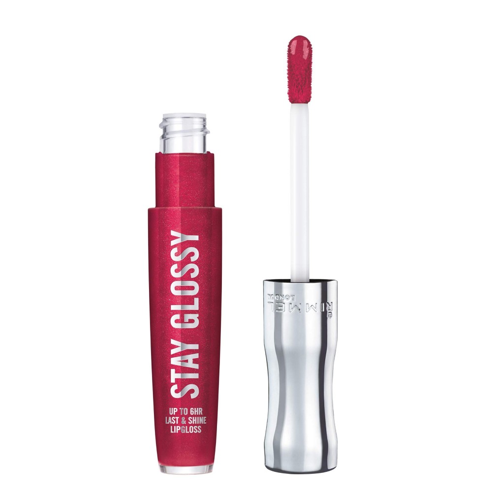 Rimmel Stay Glossy Lip Gloss - Non-Sticky and Lightweight Formula for Lip Color and Shine - 490 Grind Time, .18oz